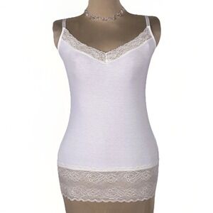 Y2K The Limited XS White Lace Trim Cami Top Sleeveless Tank Top